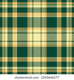 Textura a cuadros de golf, tela de tartán textil de paisaje. Manta de fondo de Vector sin patrón en colores oscuros y ámbar paleta.