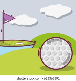 golf play game with ball and flag