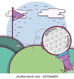 golf play game with ball and flag