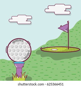golf play game with ball and flag