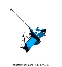 Golf player, abstract blue vector silhouette