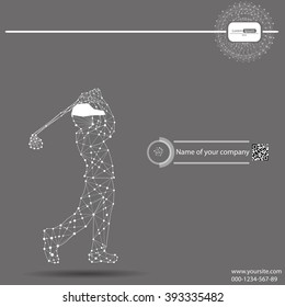 Golf player, abstract geometric vector silhouette of points and lines. Vector illustration. Technology