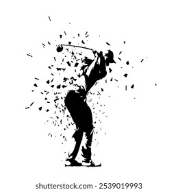 Golf player, abstract isolated vector silhouette. Golfer. distorted effect