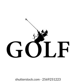 Golf player, abstract isolated vector silhouette. Golf swing icon