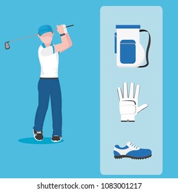 Golf player with accesories