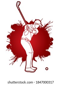 Golf player action cartoon sport graphic vector.