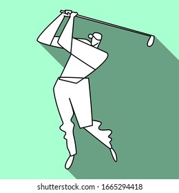  Golf player in action. Vector illustration simplicity design.