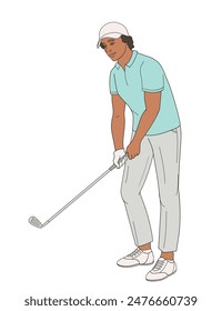 golf player African American female character with club	