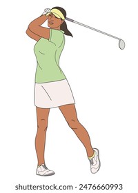 golf player African American female character with club	