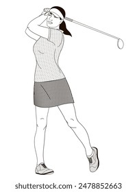 golf player African American female character with club