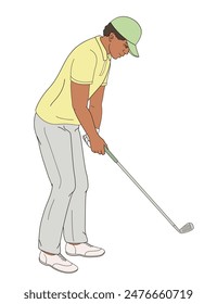 golf player African American male character with club