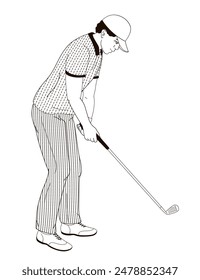 golf player African American male character with club