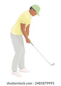 golf player African American male character with club