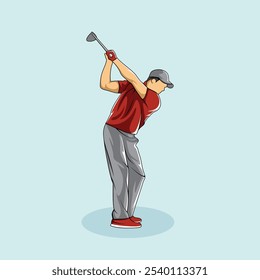 Golf Player Athlete Posed Colorful Vector