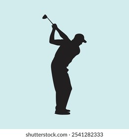 Golf Player Athlete Posed Silhouette Vector