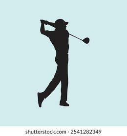 Golf Player Athlete Posed Silhouette Vector