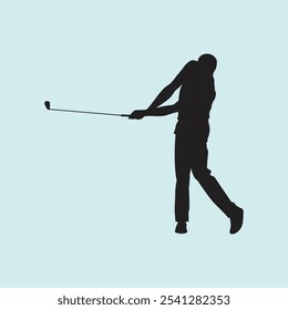 Golf Player Athlete Posed Silhouette Vector