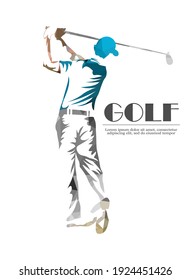 Golf player background. Vector eps10 illustration. Low poly fill
