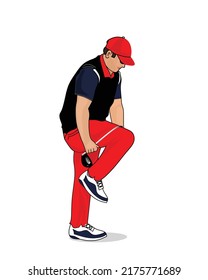 Golf Player Breaking Golf Club Stock Vector Illustration