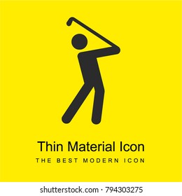 Golf player bright yellow material minimal icon or logo design