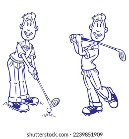 Ilustración de vectores de caracteres de jugador de golf
