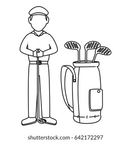 golf player with clubs bag avatar character