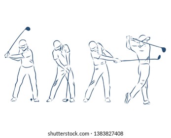 Golf player contour vector illustration