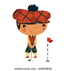 golf player. cute boy playing golf.