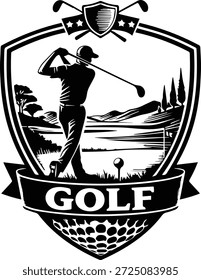 Golfspieler Design - Golfer in Action Silhouette - Golfspieler Swing Design - Golf Sport Vector Art - Golfer Sport Design 