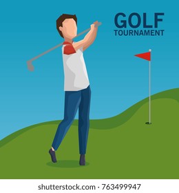 golf player doing a swing on the field 
