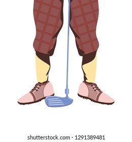 golf player feet with stick