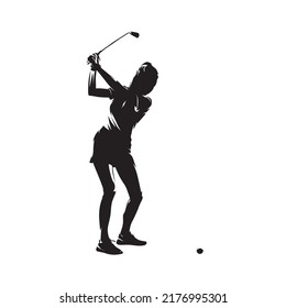 Golf Player, Female Golfer, Abstract Isolated Vector Silhouette. Golf Swing Logo