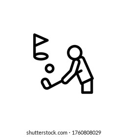 Golf player, flag concept line icon. Simple element illustration. Golf player, flag concept outline symbol design from golf set. Can be used for web and mobile