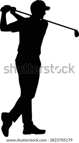 Golf Player Follow Through Illustration