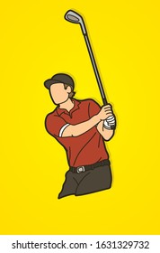 Golf player Golfer action cartoon sport graphic vector.