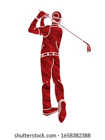 Golf player Golfer action cartoon sport graphic vector.