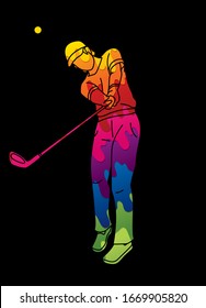 Golf player Golfer action cartoon sport graphic vector.