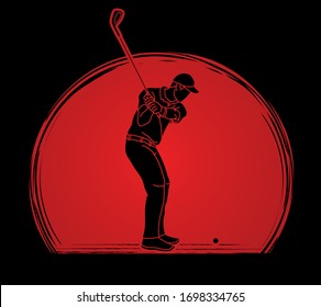 Golf player, Golfer action cartoon sport graphic vector.