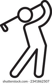 golf player golfer black and white outline icon