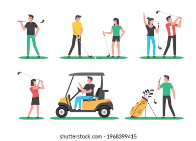 Golf player. Golfer sports equipment. flat style. isolated on white background