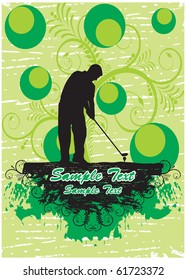 Golf player in green floral background (part of full set)