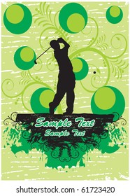 Golf player in green floral background (part of full set)