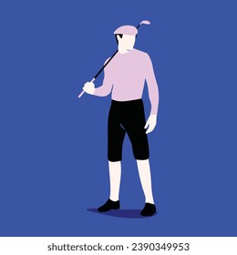 golf player hand drawn design. vector illustration.
