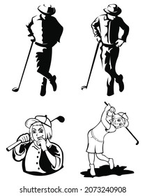 Golf player hits ball inspiration Logo design vector Golf club,man golfer