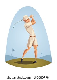 El jugador de golf golpea la ilustración del material vectorial