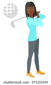 Golf player hitting the ball.
