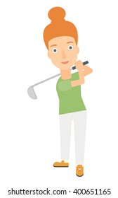 Golf player hitting the ball.