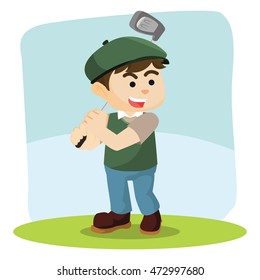 golf player hitting ball