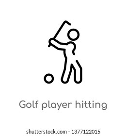 golf player hitting vector line icon. Simple element illustration. golf player hitting outline icon from sports concept. Can be used for web and mobile
