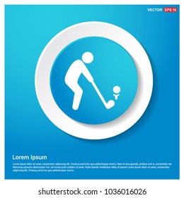 Golf Player Icon Abstract Blue Web Sticker Button